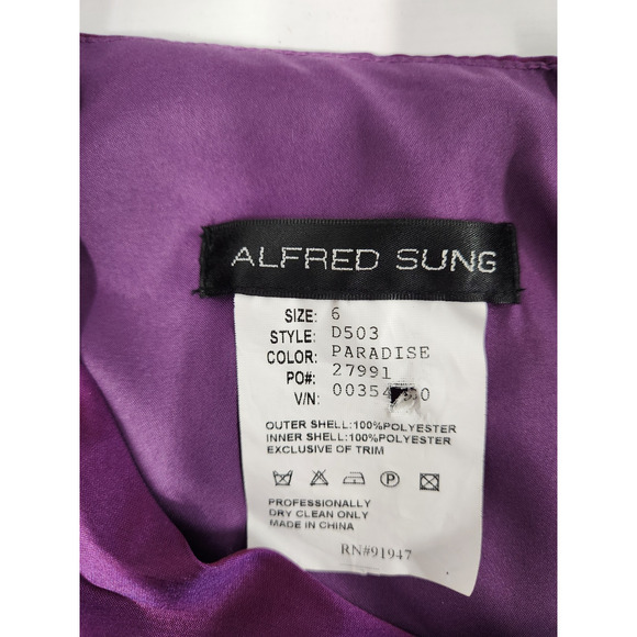 Alfred Sung Women's Maxi Formal Taffeta A-Line Gown Dress, Size 6, In Paradise - Picture 10 of 12